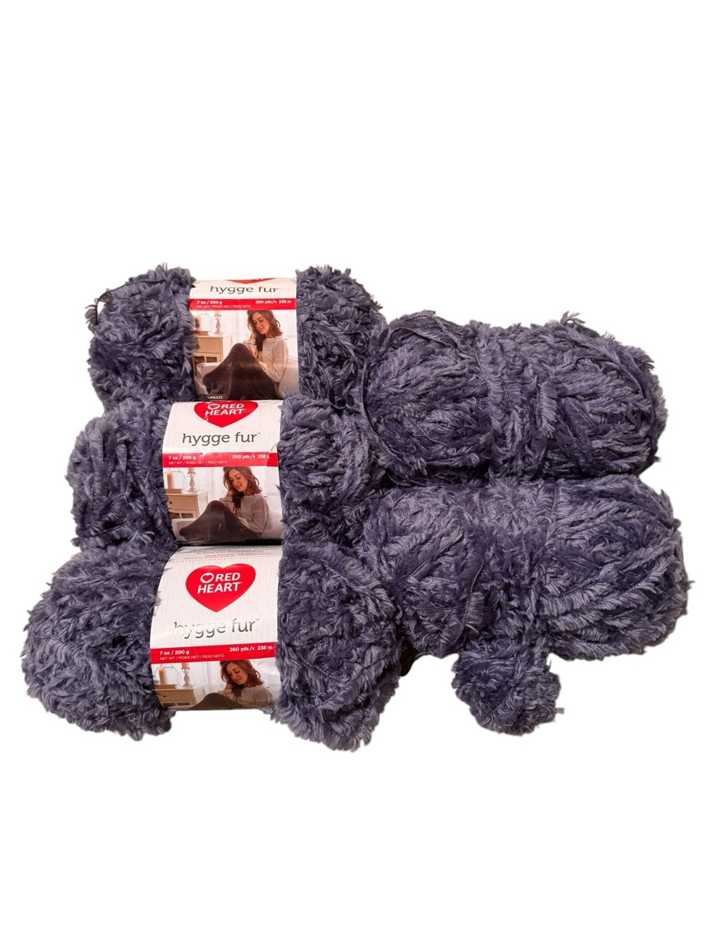 Red Heart Hygge Fur Yarn 5 Skein Lot Slate Blue Discontinued 1300 Yds